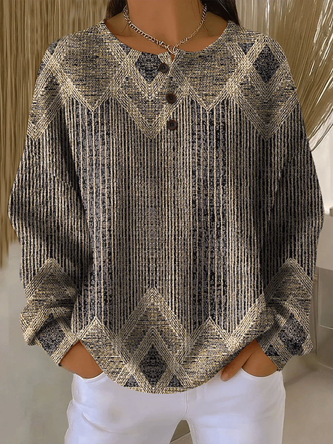 Women'S Casual Loose Printed Long Sleeve Sweatshirt