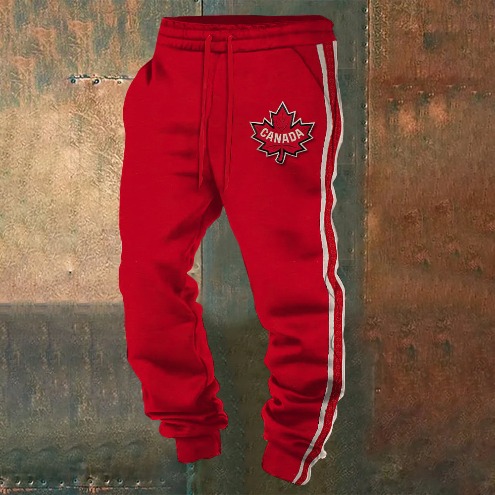 Retro Champion Canadian Hockey Contrast Color Casual Sweatpants elevenforest
