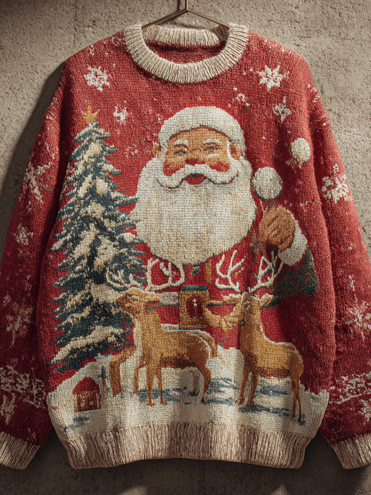 Men's Christmas Retro Round Neck Knit Sweater elevenforest