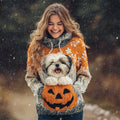 Comstylish Halloween Cute Pet Dog Women's Knit Hooded Sweater