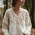 Women's Retro Leaf Knitted Warm V-neck Sweater elevenforest