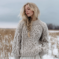 Fair Isle Style Ladies Round Neck Aran Sweater artswardrobe