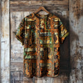 Women's Vintage Rust Art Print Linen Blend T-shirt elevenforest