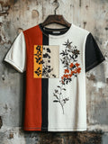Floral Print Patchwork Pattern Men's T-shirt elevenforest