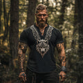 Men's Viking Wolf Celtic Knot Art Linen Blend Shirt elevenforest