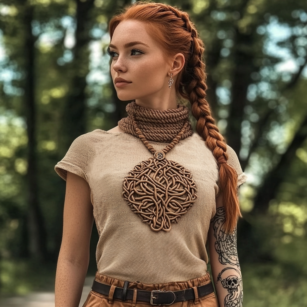 Vintage Viking Tree Of Life Print Linen Short Sleeve T-shirt elevenforest