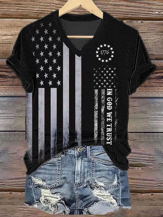 Comstylish Women's In God We Trust 1776 Short-sleeved T-shirt