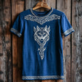 Men's Vintage Viking Wolf Celtic Cotton And Linen T-shirt elevenforest
