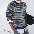 Vintage Fairman Island Snowflake Jacquard Contrast Pattern Sweater elevenforest