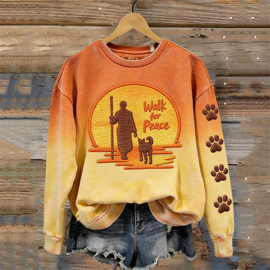 Comstylish Walk For Peace Paw Prints Sunset Gradient Sweatshirt