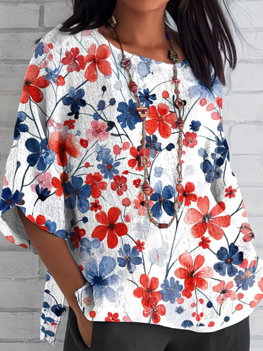 Comstylish Women's Vintage Independence Day Art Print Top