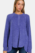 Johana® | Full size high-low sweater in brushed melange