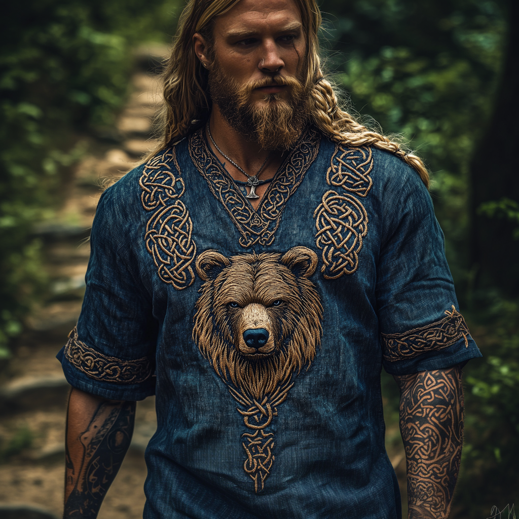 Nordic Viking Mythology Bear Head Celtic Totem T-shirt elevenforest
