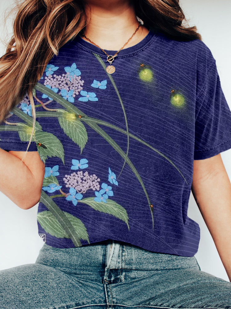 Vintage Japanese Art Crew Neck Washed T Shirt elevenforest