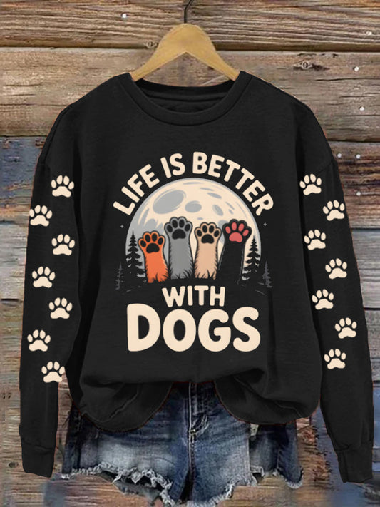 Comstylish Little Dog Companion Leisure Round Neck Sweatshirt