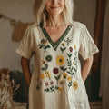 Women's Vintage Floral Art Print Shirt elevenforest