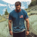 Men's Independence Day American Flag Print Linen T-shirt elevenforest