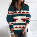Vintage Canadian Bear Jacquard Knit Half-zip Sweater elevenforest