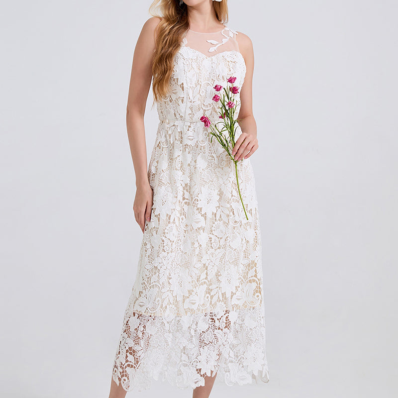 Comstylish Women's Embroidered Floral Lace Dress