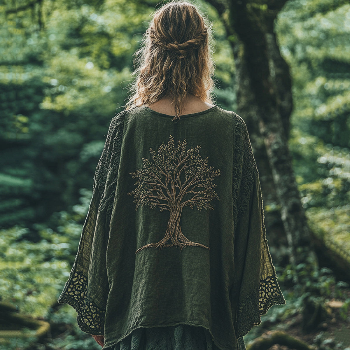 Women's Celtic Mythical Tree Of Life Lace Pattern T-shirt elevenforest