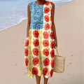 Vintage Independence Day Floral Art Linen Casual Tank Dress elevenforest