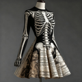 Halloween Skeleton Melody Women's Round Neck Knit Sweater Dress artswardrobe