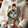 Women's Cute Winter Cat Art Knitted Warm Sweater